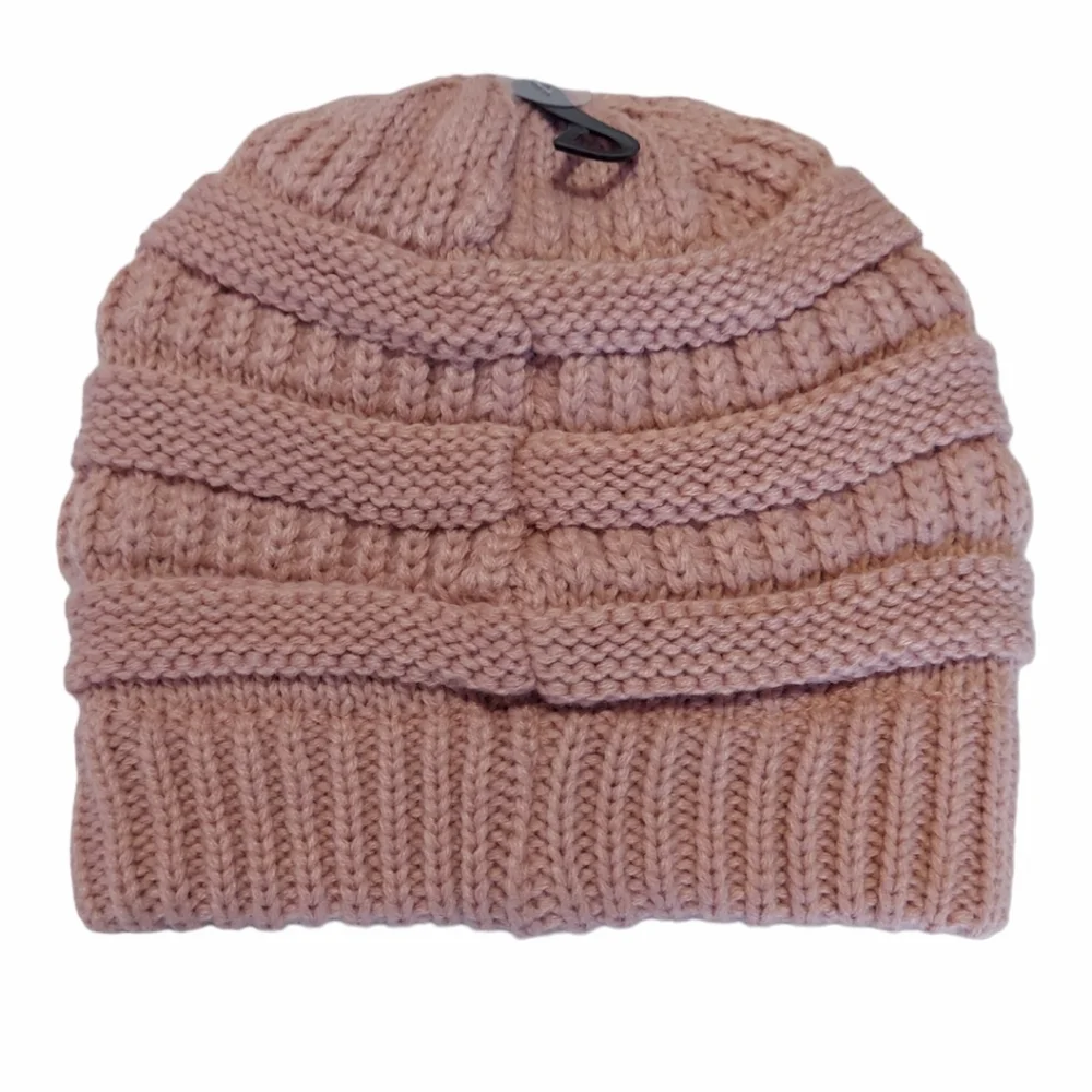 C.C Beanie Hat Womens Cable Knit Hat Pink Warm Lined New Hat Warm Winter